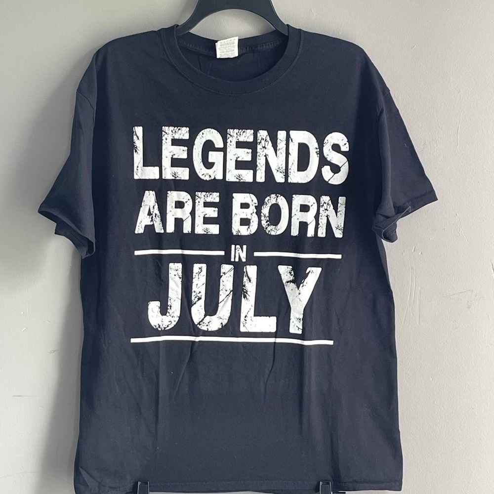 LEGENDS ARE BORN IN JULY MENS T SHIRT BIRTH BORN‎ MONTH SLOGAN NOVELTY L BLACK